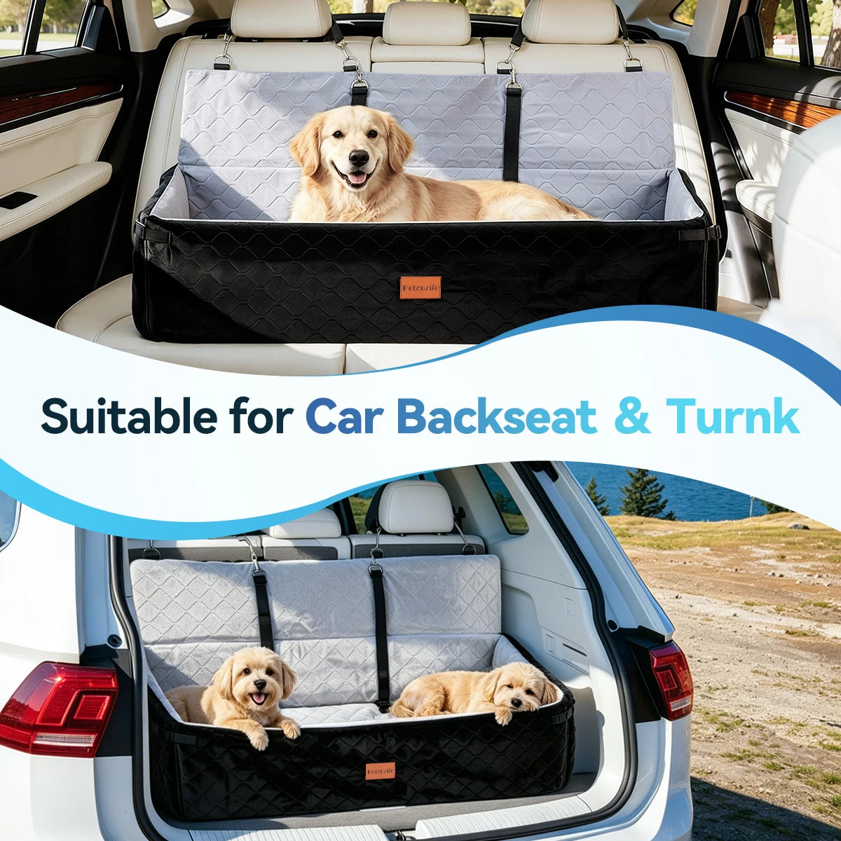 Extra Large Dog Car Seat, Dog Bed for Large Dogs Up to 120lbs Multi-Functional Dog Booster Seat with Thick Cushion & Leashes