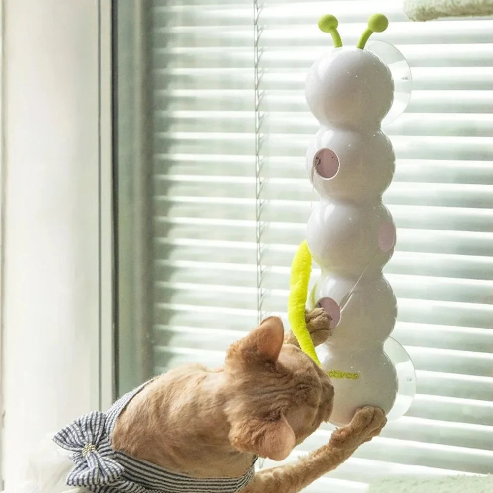 Smart Caterpillars Toy for Cat Interactive Caterpillars Cat Toy Cats Suction Cup Wiggles Worm Cat Toy with Tail for Indoor
