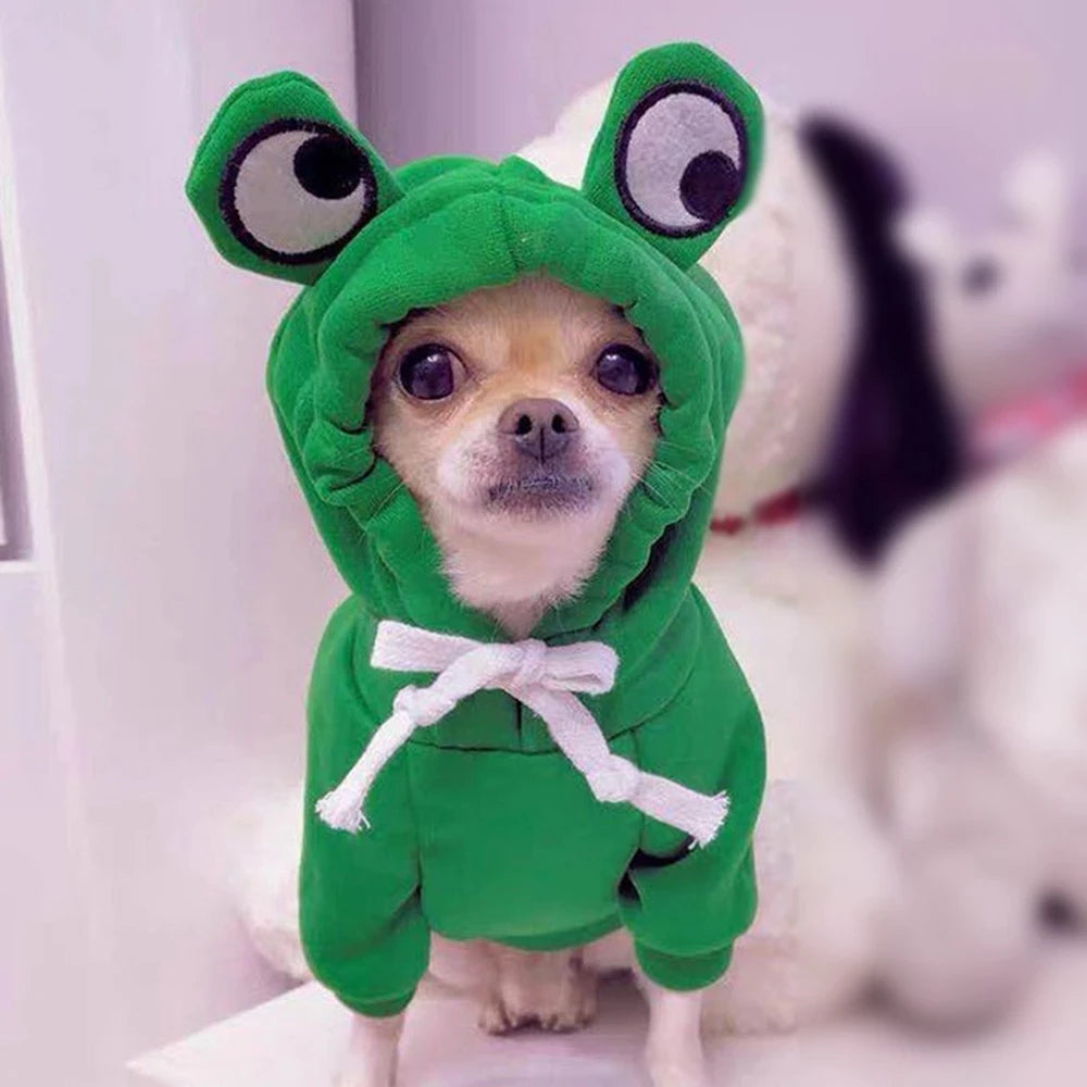 Cute Cartoon Fruit Frog Banana Carrot Pet Hoodie, Winter Warm Fleece Dog Clothes, Funny Cosplay Costume for Small Puppy Cat, Outfit for Chihuahua French Bulldog