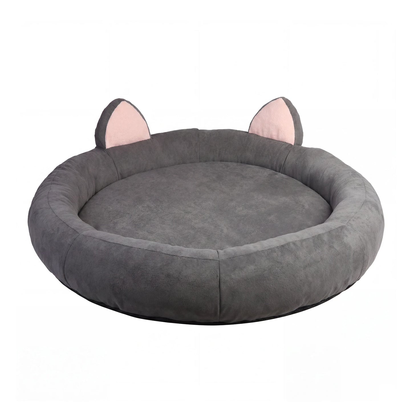 Round Dog Bed XXL Extra Large 9.8" Thick Pet Couch Memory Foam Pet Couch for Large & Senior Dogs Supportive Bolster Design Brown Grey