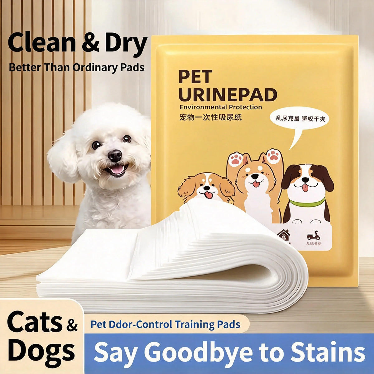100 Pack Super Absorbent Dog Pee Pads Quick Drying Disposable Pet Urine Pads for Puppy Cat Potty Training Travel