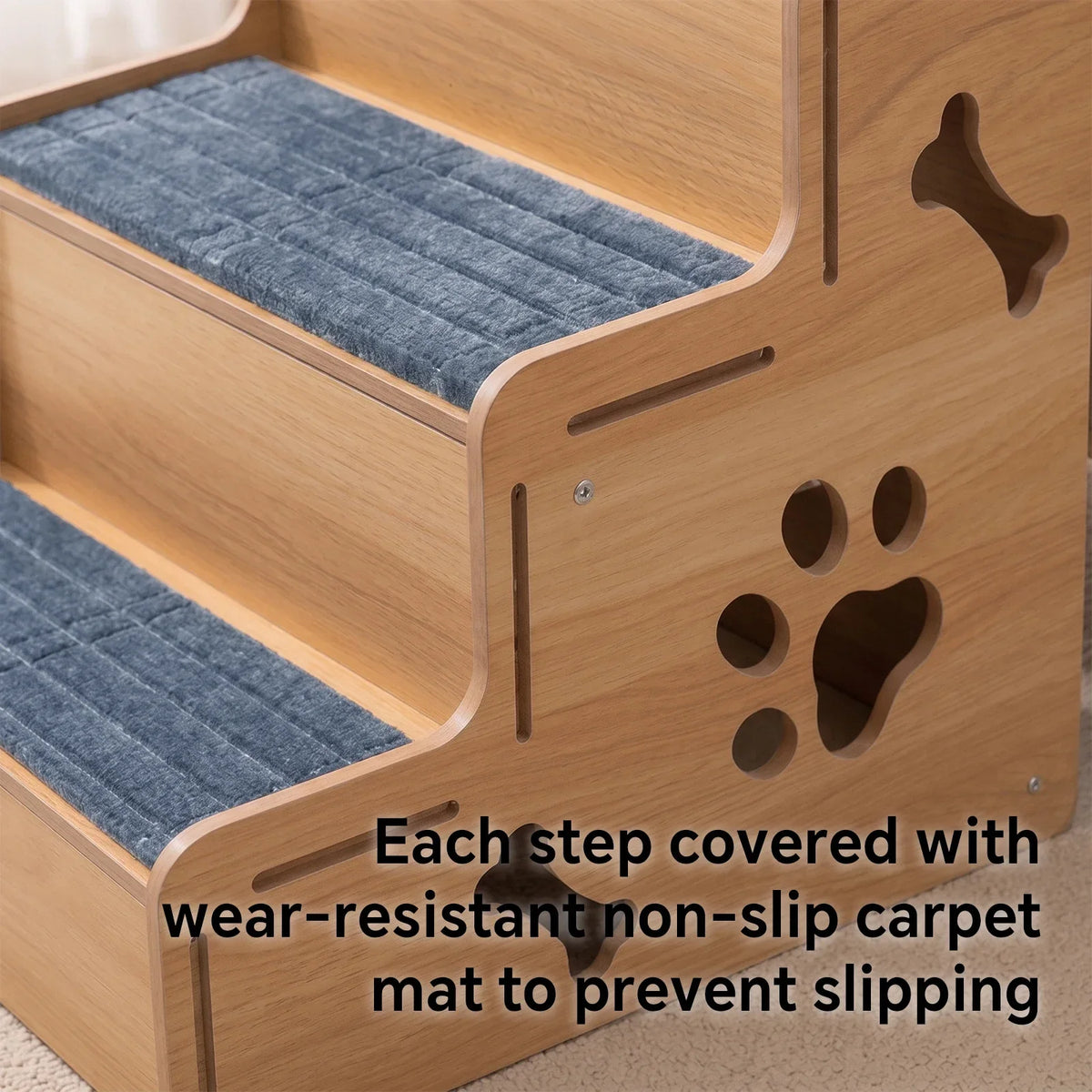 3 Step Wooden Pet Stairs Non Slip Dog Climbing Ladder for Small Dogs Cats Older Animals Climbing Ramp Pet Supplies