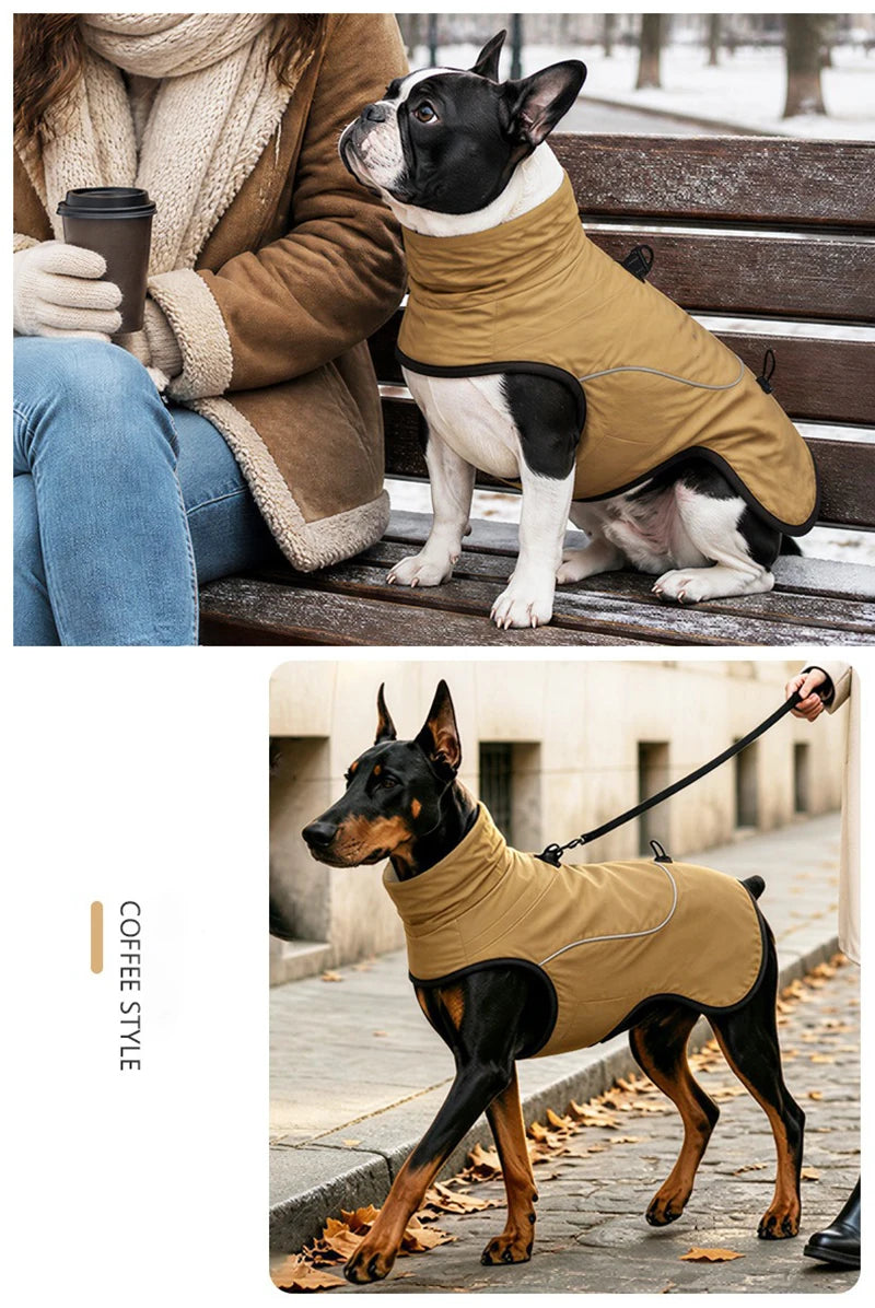 Small Medium Large Dog Winter Coat With Built‑in D‑Ring, Waterproof Snow‑Proof Pullover Dog Jacket, Warm Cotton Pet Clothes for