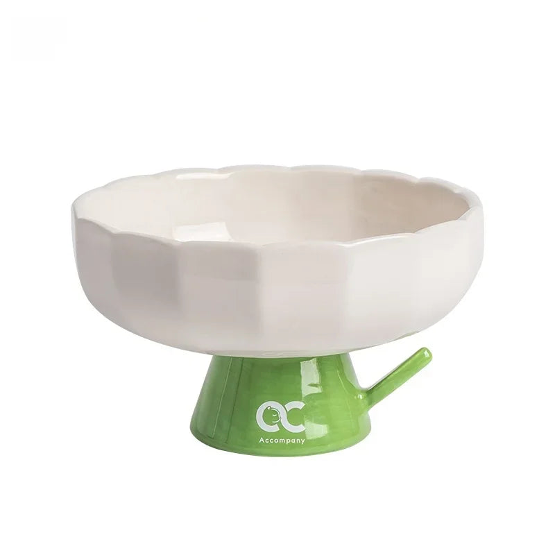 Daisy Elevated Ceramic Cat Bowl 2.0, Slanted Rim Raised Pet Dish, Glossy Glaze Food & Water Bowl for Indoor Cats