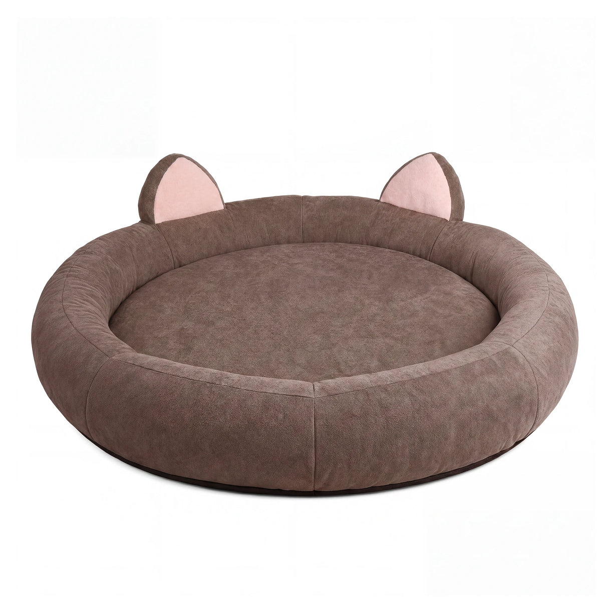 Round Dog Bed XXL Extra Large 9.8" Thick Pet Couch Memory Foam Pet Couch for Large & Senior Dogs Supportive Bolster Design Brown Grey