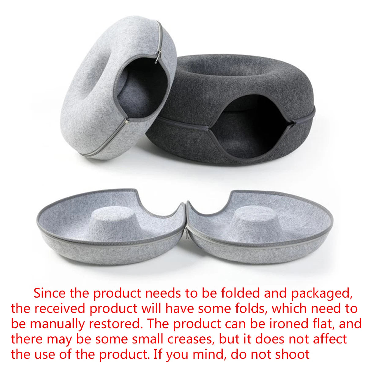 B-Tunnel Donut Cat Bed Interactive Tunnel Pet Felt Indoor Toys Cats House Kitten Training Toy Cat Kennel Cat Accessories