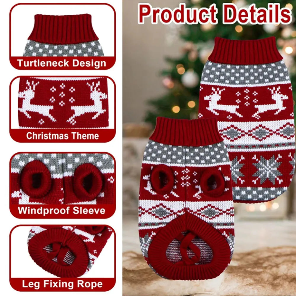 Christmas Style Pet Dog Sweater New Year Costume For Cat Cute Knitted Wool Puppy Clothes Warm Soft Winter Apparel For Medium Pet