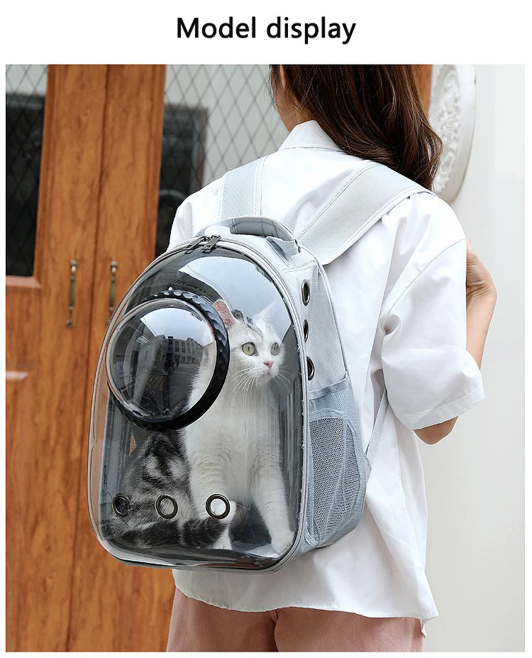 Pet Cat Carrying Bag Breathable Portable Pet Outdoor Travel Backpack Transparent Bag Carrier Pet Transport Space Capsule Bag