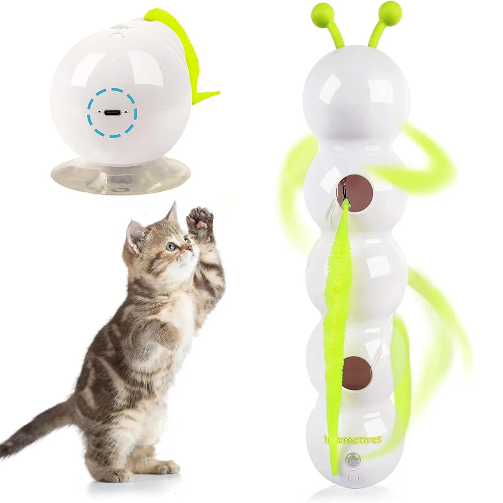 Smart Caterpillars Toy for Cat Interactive Caterpillars Cat Toy Cats Suction Cup Wiggles Worm Cat Toy with Tail for Indoor