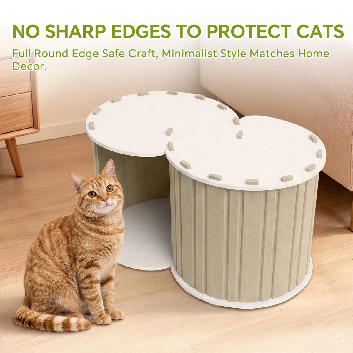 Indoor Cat Foldable Cat House - A Connected Double-Door Cat Tunnel and Semi-Enclosed Cat Hideout; Easy to Assemble; A Felt Pet House Suitable for Multiple Cats to Play and Rest - Christmas Gift