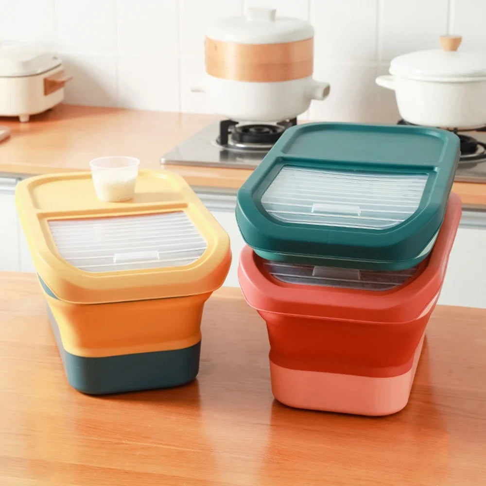 13/33LB Collapsible Cat Dog Food Storage Container, Airtight Sealing Dry Food Box with Lid for Kitchen Grain & Rice