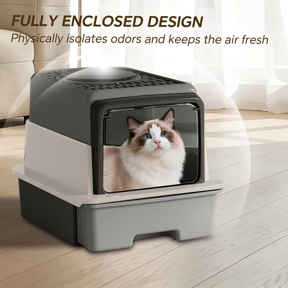Draw-Out Three-Piece Pet Cat Litter Box Fully Enclosed Splash-Proof Large Space Detachable Easy To Clean Cat Litter Box Pet Toilet