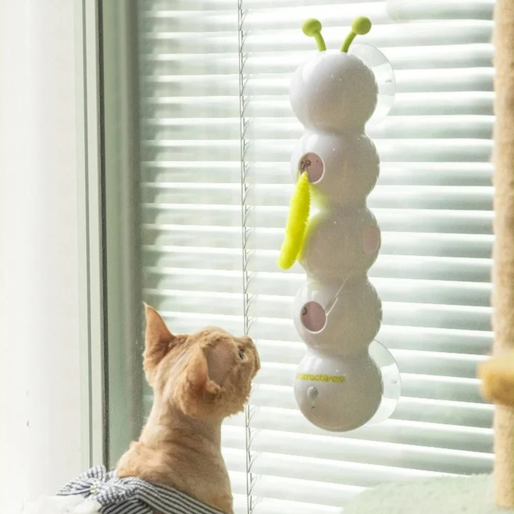 Smart Caterpillars Toy for Cat Interactive Caterpillars Cat Toy Cats Suction Cup Wiggles Worm Cat Toy with Tail for Indoor