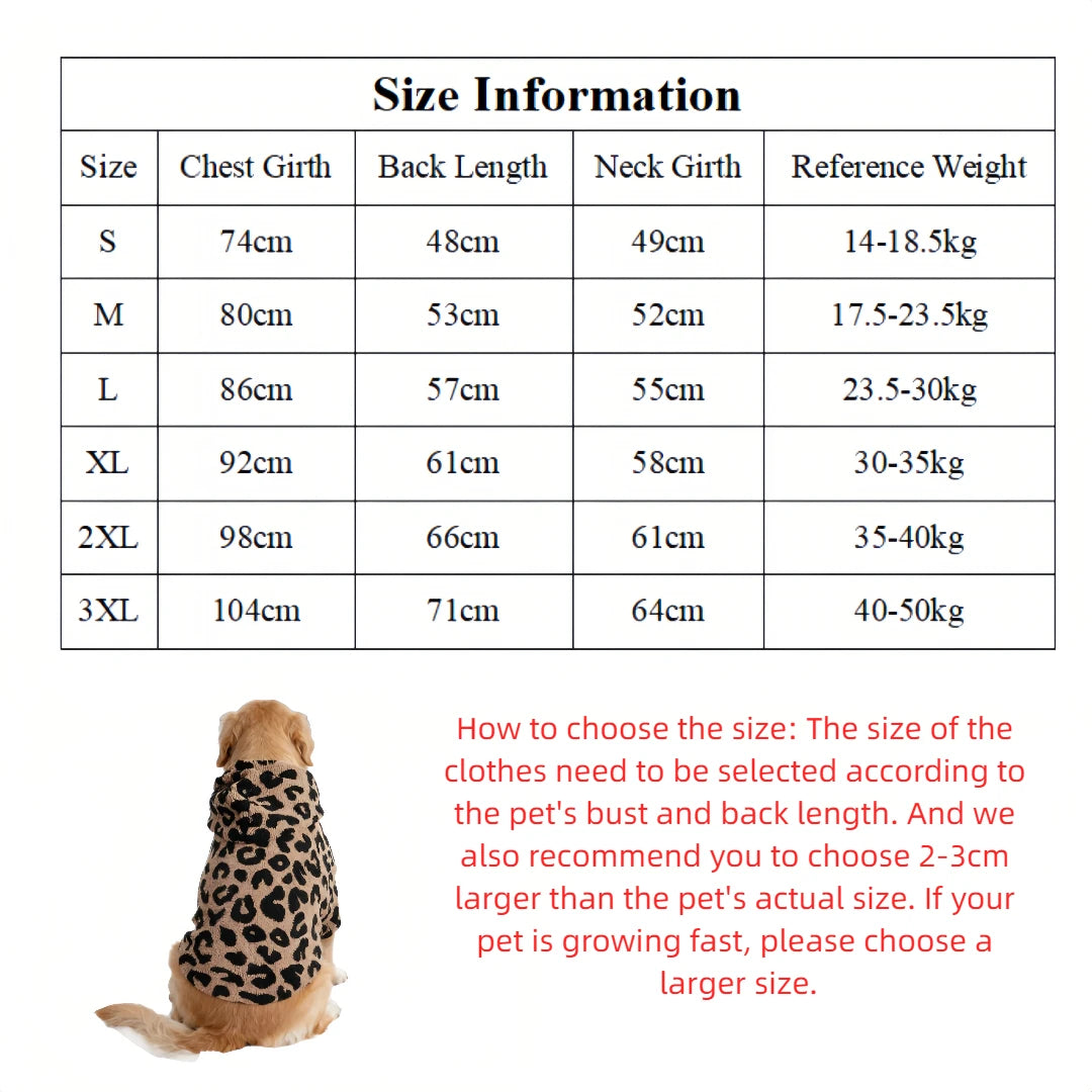 Anutumn Winter Pet Dog Warm Clothes Fleece Leopard Print Dog Coat For Medium Large Dogs Labrador Golden Retriever Dog Hoodie