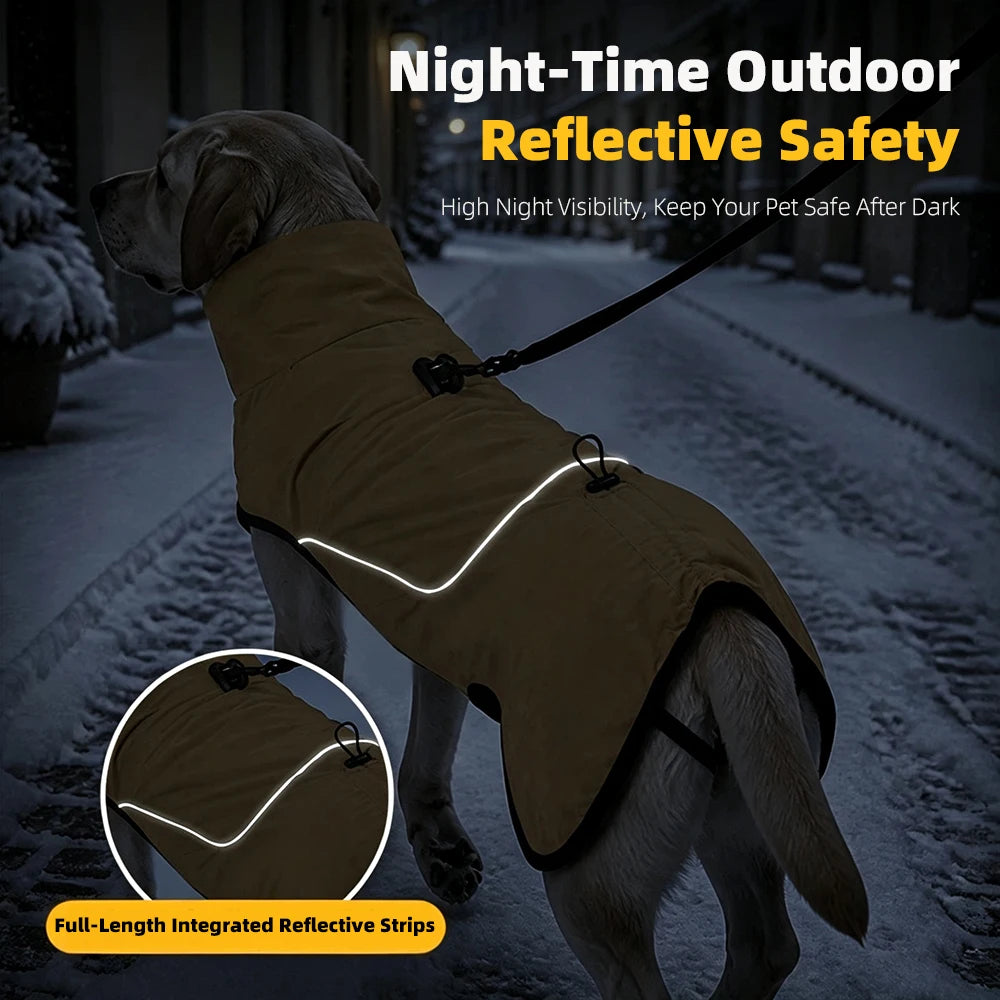 Small Medium Large Dog Winter Coat With Built‑in D‑Ring, Waterproof Snow‑Proof Pullover Dog Jacket, Warm Cotton Pet Clothes for