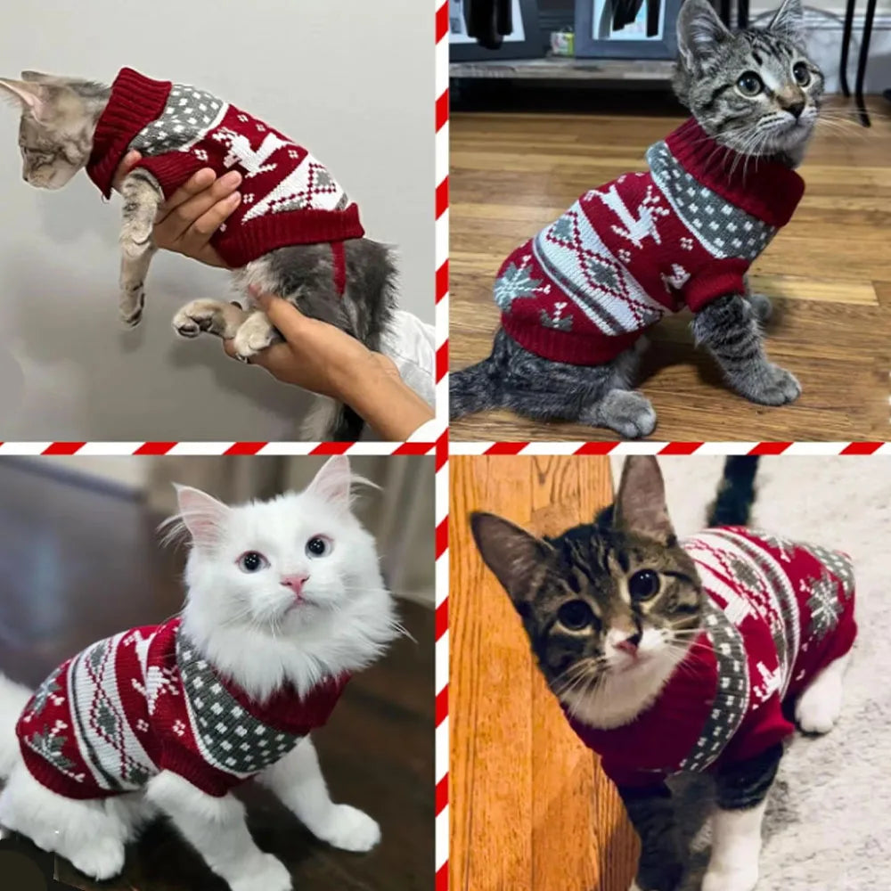 Christmas Style Pet Dog Sweater New Year Costume For Cat Cute Knitted Wool Puppy Clothes Warm Soft Winter Apparel For Medium Pet