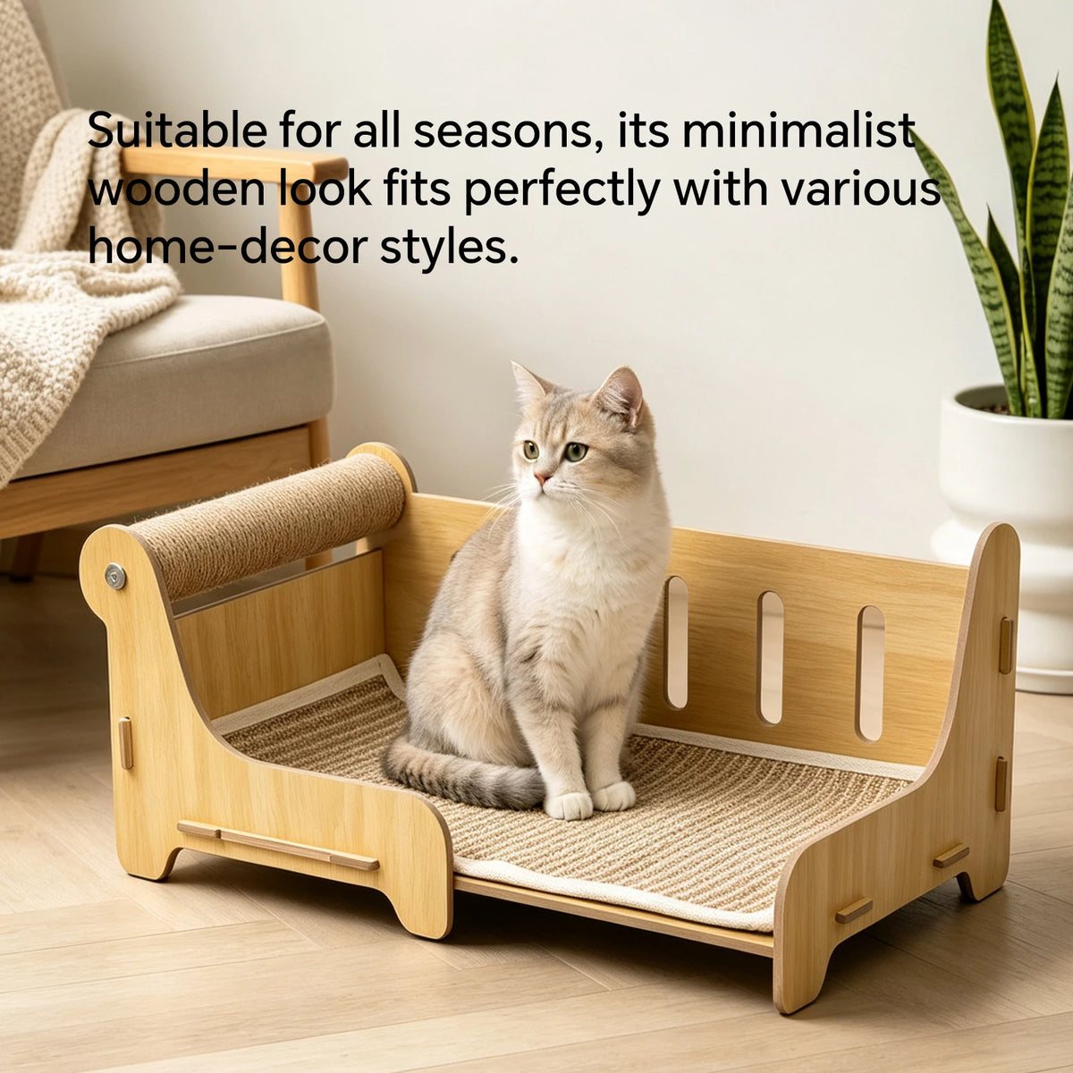 Pet Leisure Chair - Integrated Jute Cat Scratch Pad, Suitable For Indoor Cats To Sharpen Their Claws, Take Naps And For Daily Use. A Great Pet Christmas Gift.