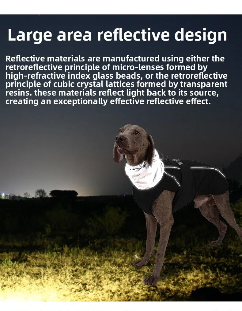 Winter Waterproof Dog Jacket with Reflective Strips, Thick Warm Coat for Pets, Adjustable with D-Ring, S-3XL