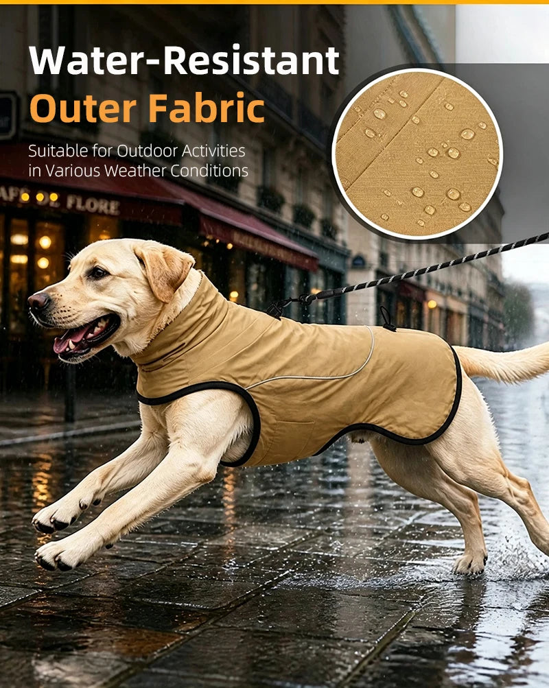 Small Medium Large Dog Winter Coat With Built‑in D‑Ring, Waterproof Snow‑Proof Pullover Dog Jacket, Warm Cotton Pet Clothes for