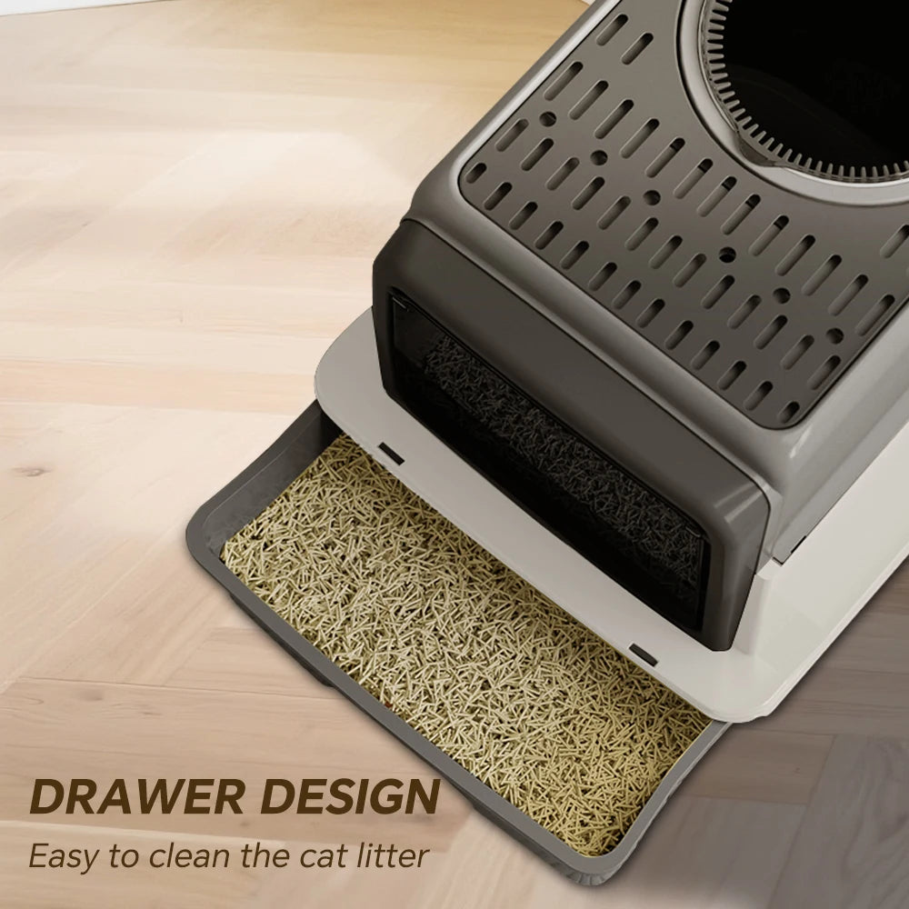 Draw-Out Three-Piece Pet Cat Litter Box Fully Enclosed Splash-Proof Large Space Detachable Easy To Clean Cat Litter Box Pet Toilet