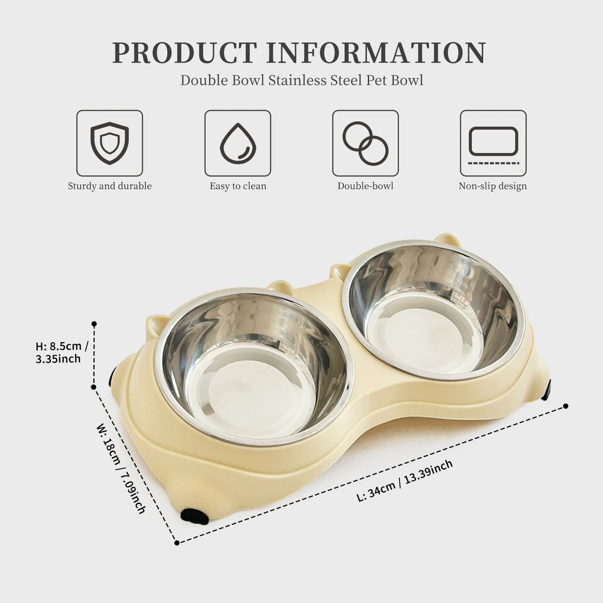 Simple And Cute Macaron Pure Color Stainless Steel Pet Double Bowl For Cats Dogs Feeding And Drinking Bowl Feeder