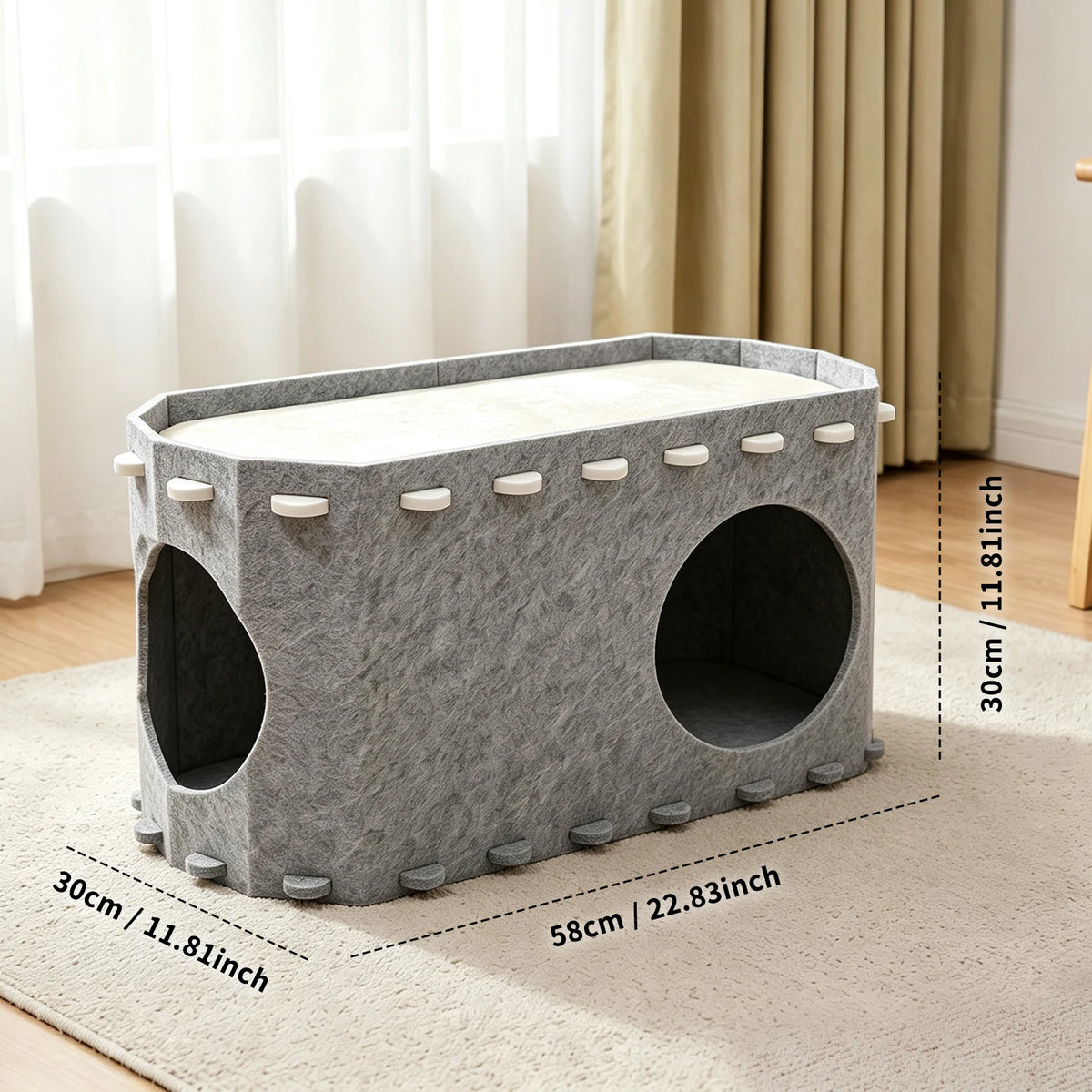 Felt Cat Bed Tunnel, Ventilated Semi-Enclosed Pet House, Detachable And Easy-To-Clean Cat Cave, Soft Thick Felt Sleeping Nest, Indoor Resting And Hiding Spot, Comfortable All-Season Pet Furniture For Home Decoration.
