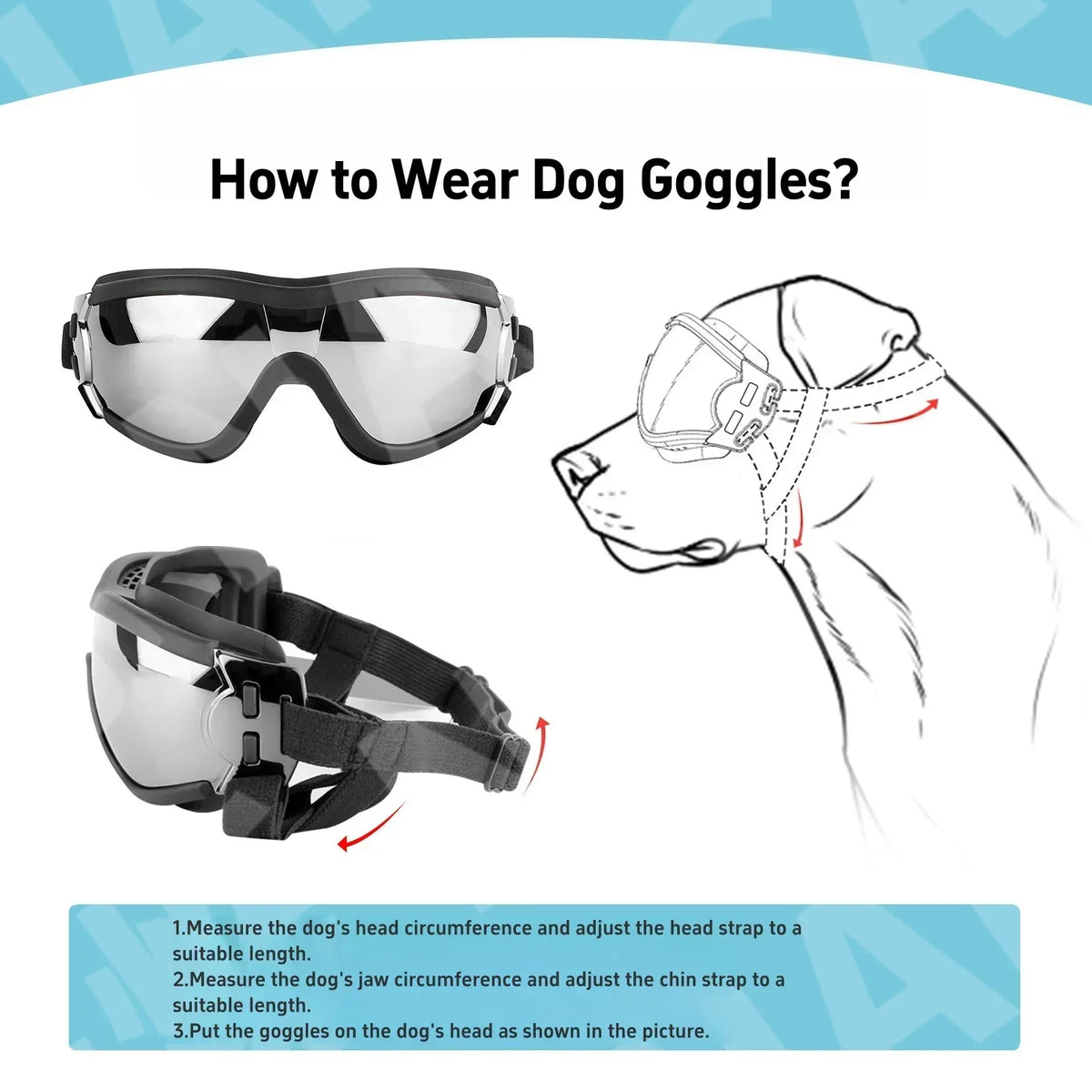 IN Stock Anti-UV Dog Sunglasses Breathable Vent Pet Goggles Windproof Waterproof for Car Riding Beach Outdoor Dogs S M L Sizes