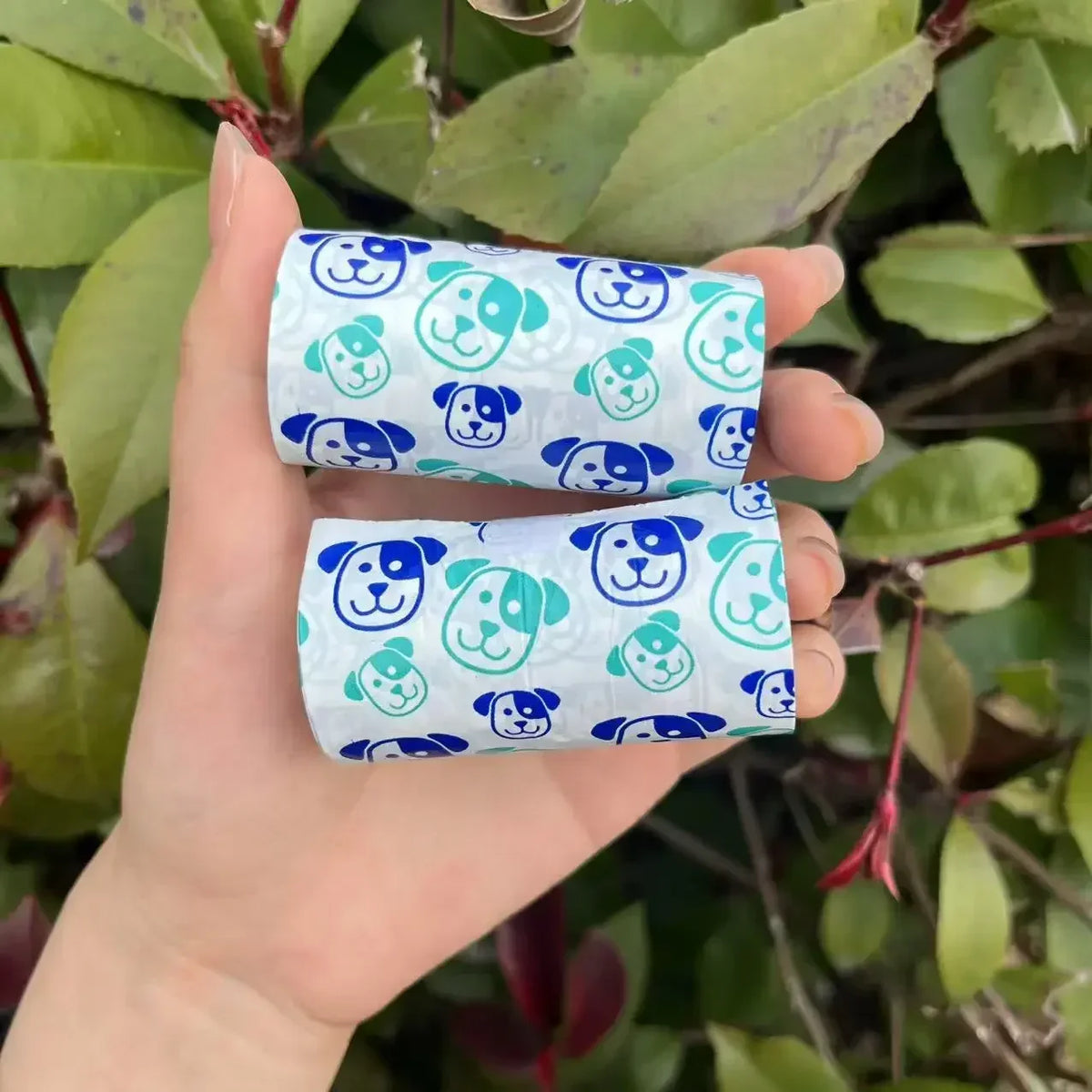 Fresh Lemon Scent Dog Poop Bags 1.25Mil Tear Resistant Waste Bags Cartoon Dog Print Disposable Pickup Bags for Outdoor Dog Walks