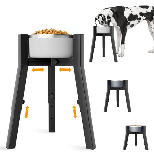 Raised Dog Bowl Stand for Medium & Large & Extra Large Dogs,Metal Tall Dog Food Stand,Adjustable Wide 7-11" Heights 9.8-13.4"