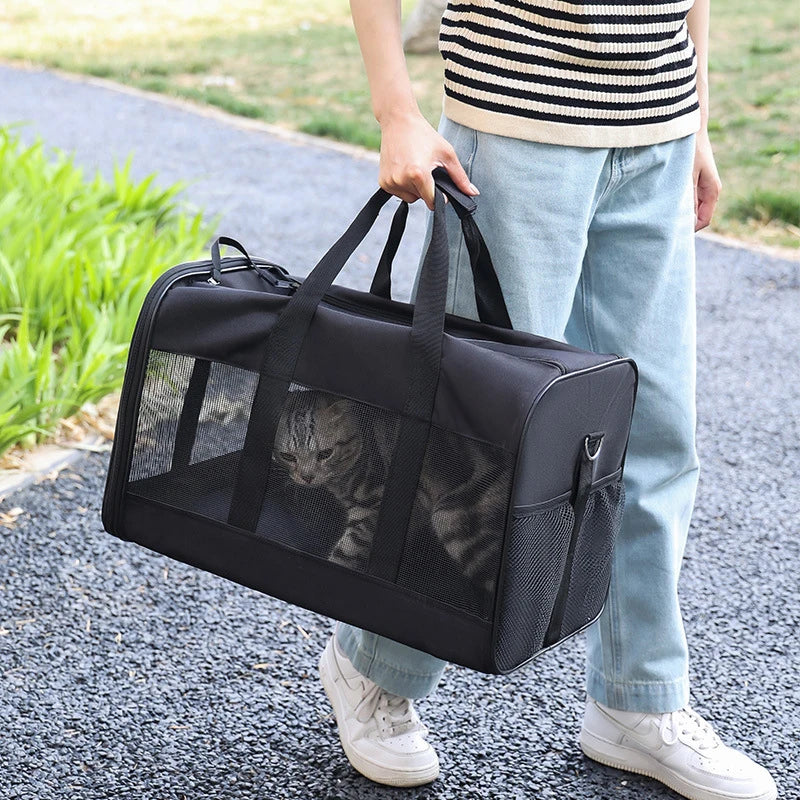 Travel Pet Bag Portable For Outdoor Carrying One Shoulder Breathable Cat Dog Bag Comfort Foldable Handbag Pet Transport Bag