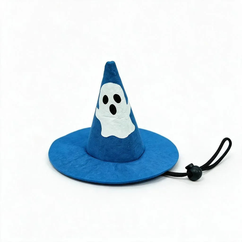 Blue Ghost Pointed Cap Costume Set for Dogs & Cats, Halloween Party, Seasonal Photo Styling, Soft Fabric, Easy Wear