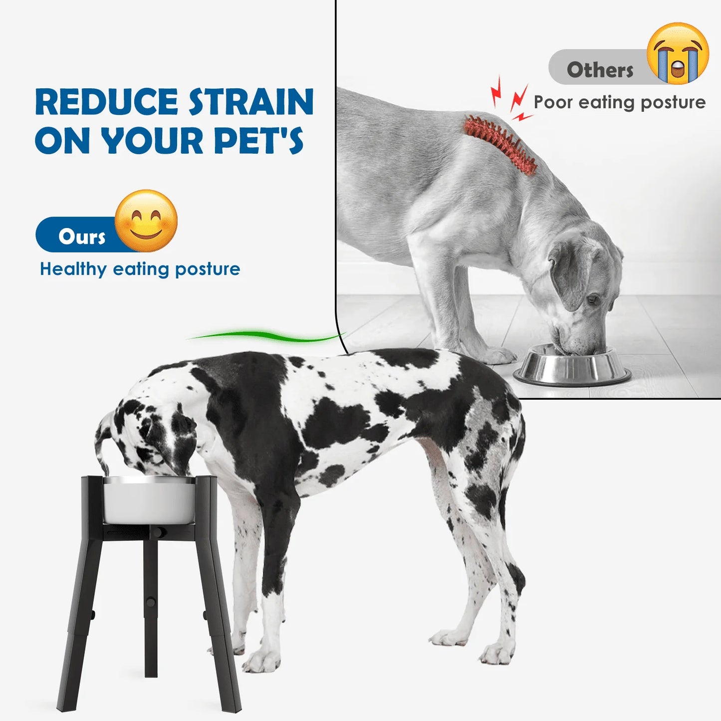 Raised Dog Bowl Stand for Medium & Large & Extra Large Dogs,Metal Tall Dog Food Stand,Adjustable Wide 7-11" Heights 9.8-13.4"