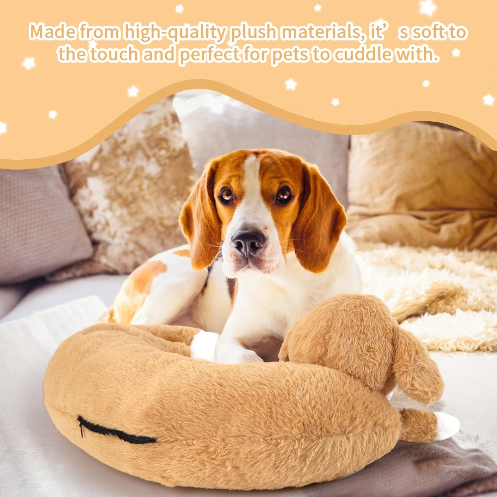 Curved Pillow Dog Heartbeat Toy for Comfort And Behavioral Training Heartbeat Stuffed Toy for Dogs And Cats
