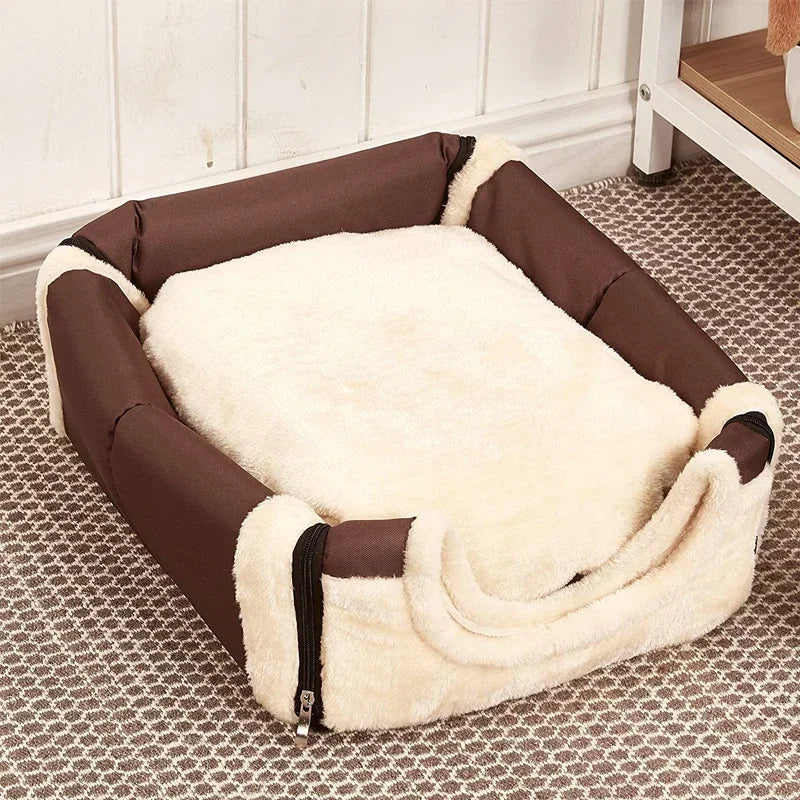 Foldable Dog Bed Pet House Kennel Soft Tent Indoor Enclosed Warm Plush Sleeping Nest Basket with Removable Cushion for Cats Dogs