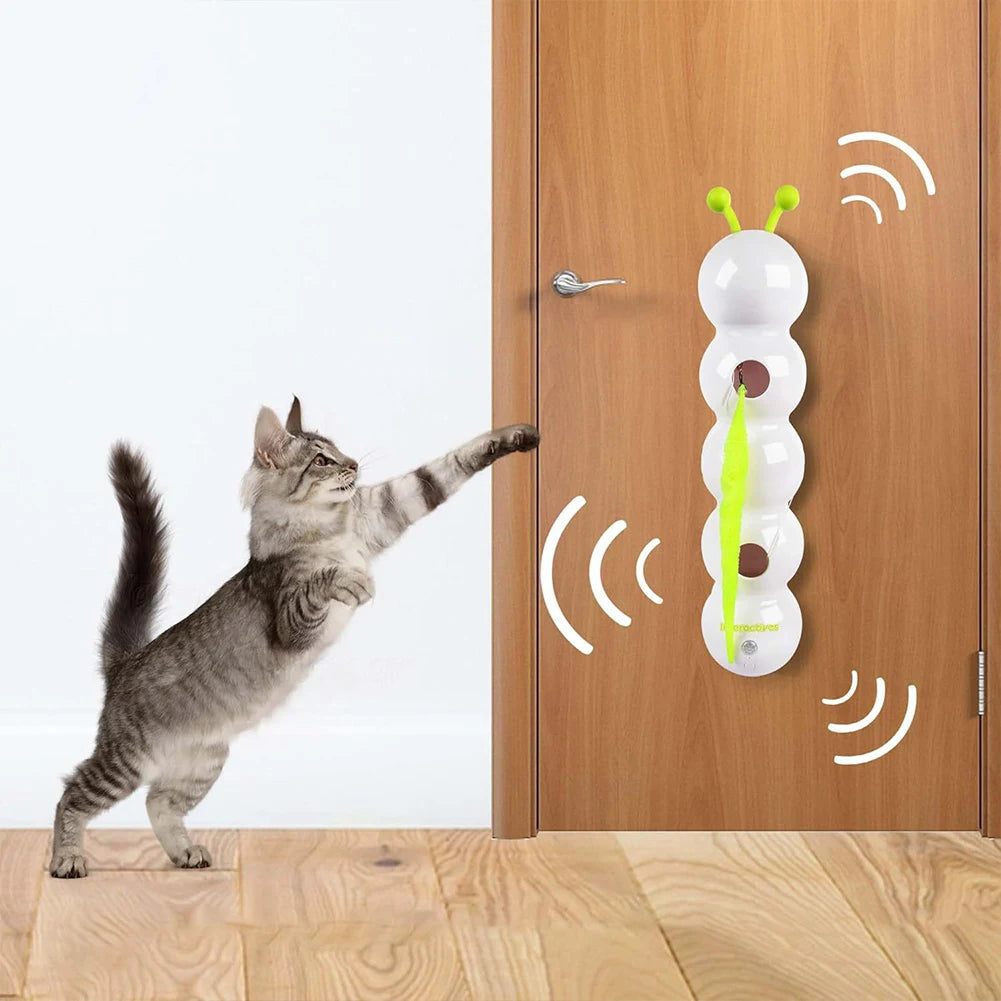 Smart Caterpillars Toy for Cat Interactive Caterpillars Cat Toy Cats Suction Cup Wiggles Worm Cat Toy with Tail for Indoor