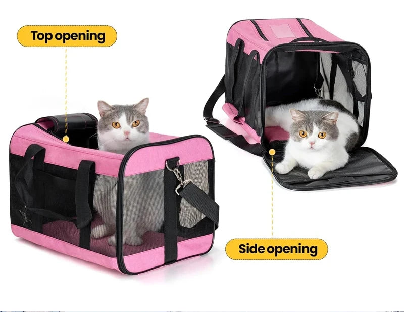 Travel Pet Bag Portable For Outdoor Carrying One Shoulder Breathable Cat Dog Bag Comfort Foldable Handbag Pet Transport Bag