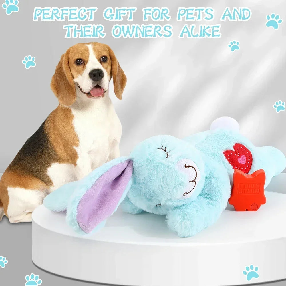 Bunny Plush Dog Heartbeat Toy Puppy Anxiety Relief Calming Sleep Aid Comfort Pillow for Crate Training Small Puppies