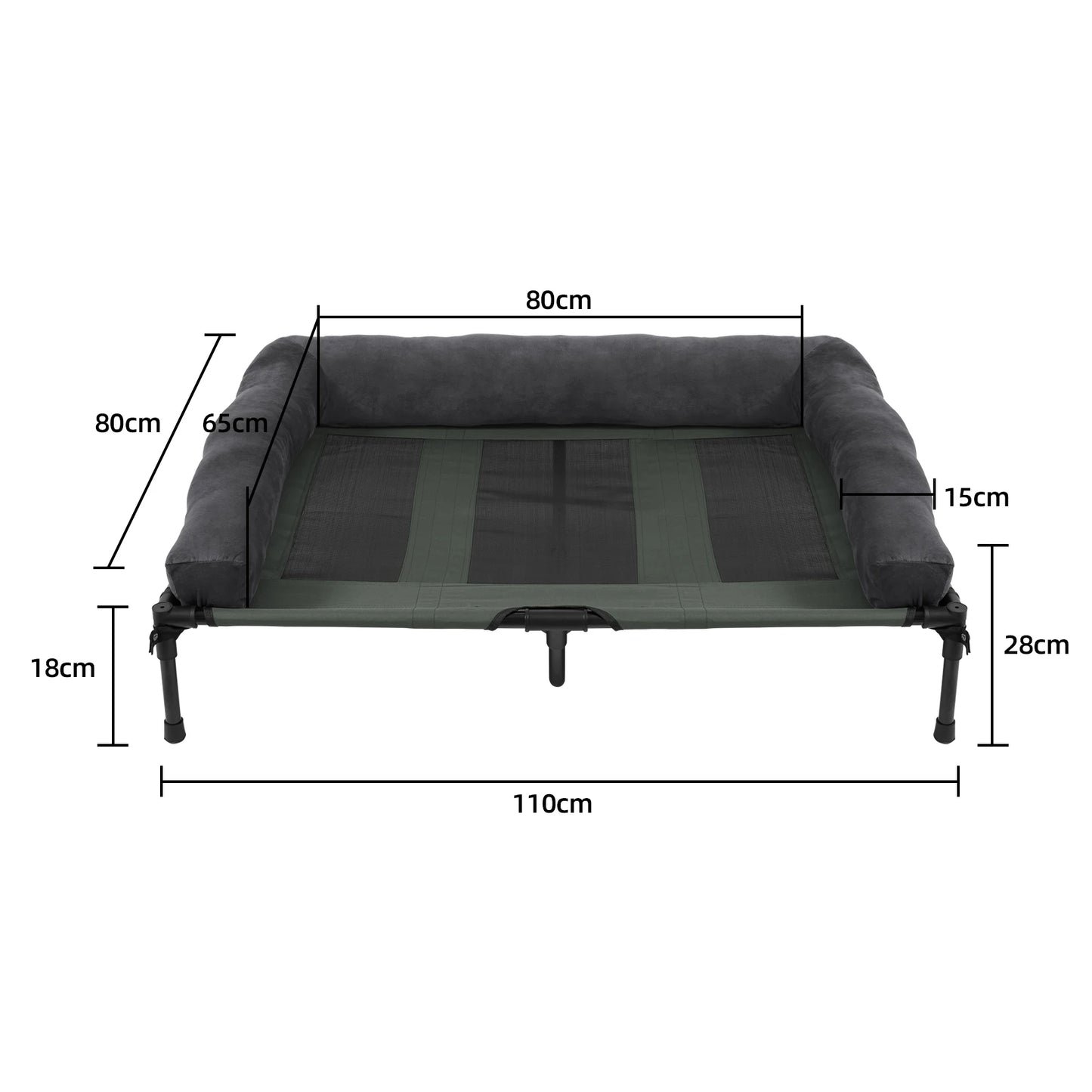 Dog Bed for Dogs and Cats Indoor Outdoor Elevated Pet Lounger Bed with Detachable Plush Bolster Cooling  Summer L XL 2XL