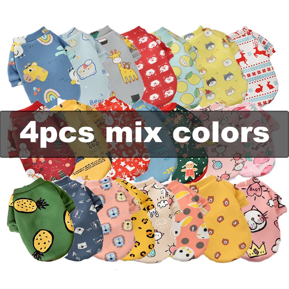 Dog Sweaters Pet Clothes 4 Pack Soft Warm Pet Hoodies Sweatshirt for Small Doggies Boy & Girl Pet Apparel Puppy Costumes Outfits