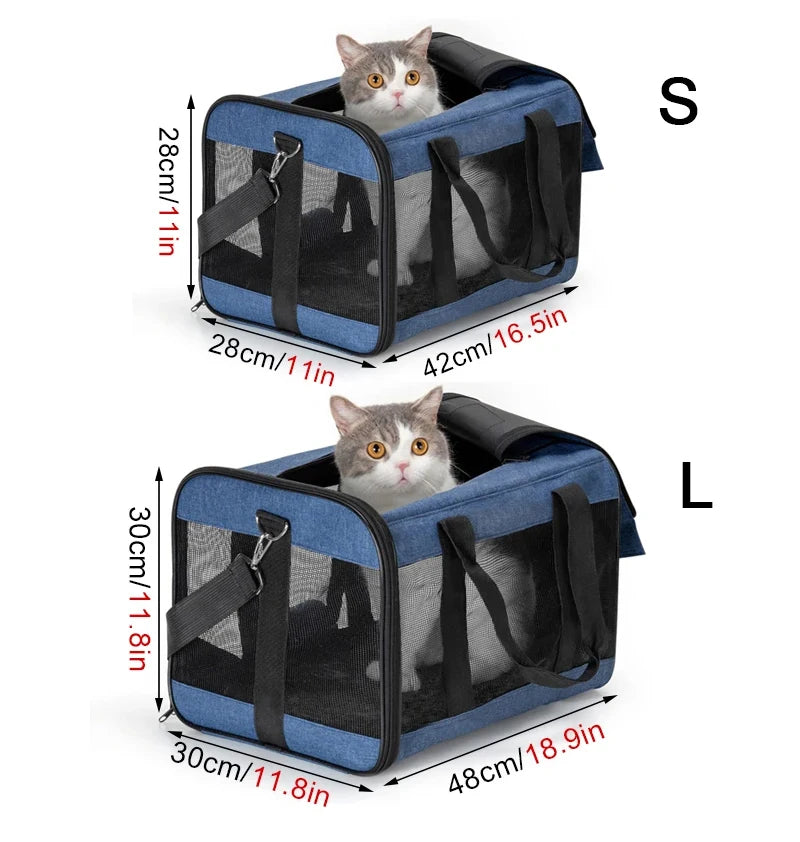 Travel Pet Bag Portable For Outdoor Carrying One Shoulder Breathable Cat Dog Bag Comfort Foldable Handbag Pet Transport Bag