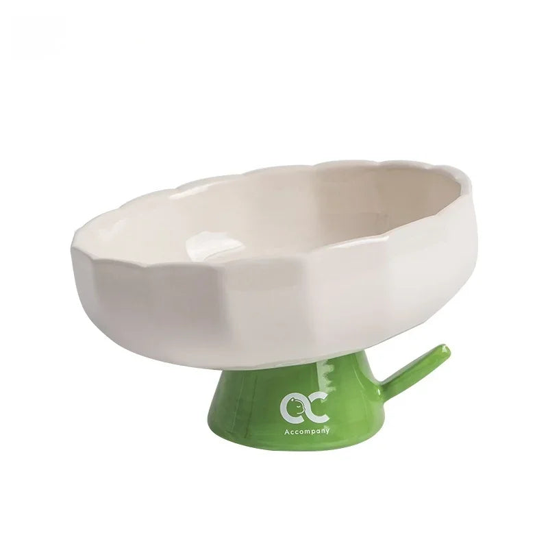 Daisy Elevated Ceramic Cat Bowl 2.0, Slanted Rim Raised Pet Dish, Glossy Glaze Food & Water Bowl for Indoor Cats