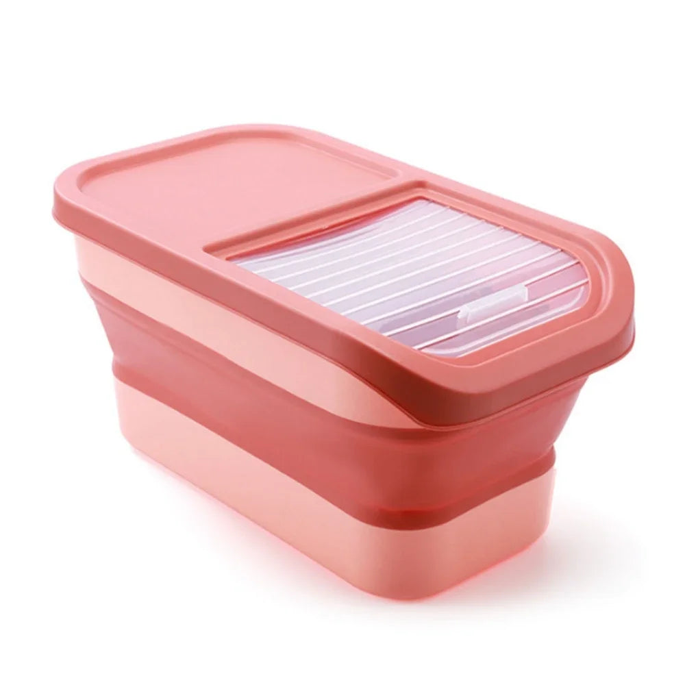 13/33LB Collapsible Cat Dog Food Storage Container, Airtight Sealing Dry Food Box with Lid for Kitchen Grain & Rice