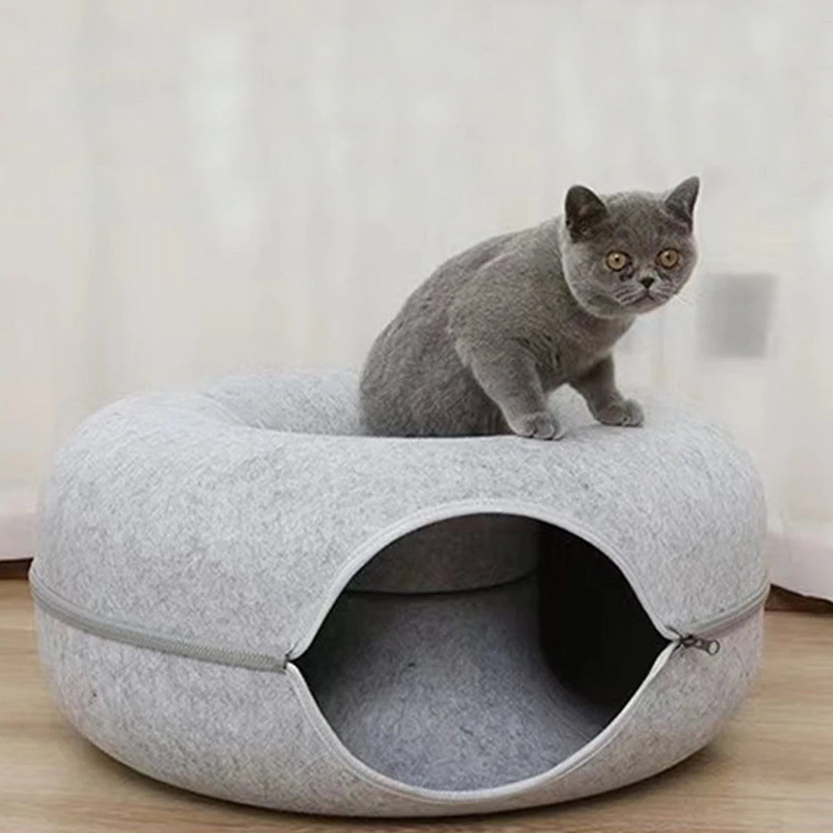 B-Tunnel Donut Cat Bed Interactive Tunnel Pet Felt Indoor Toys Cats House Kitten Training Toy Cat Kennel Cat Accessories