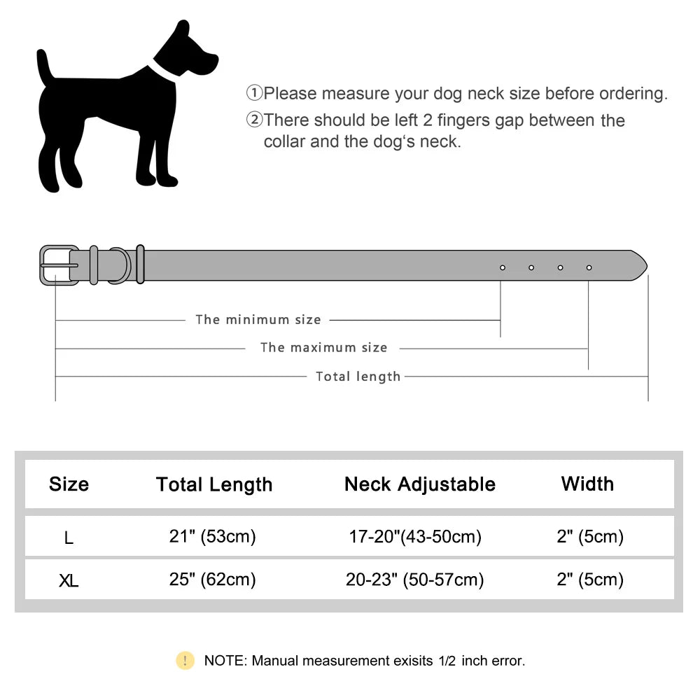 2inch Wide Luxury Genuine Leather Dog Collar Durable Metal Rivet Collars Cool Collars for Medium lagre Dogs German Shepherd
