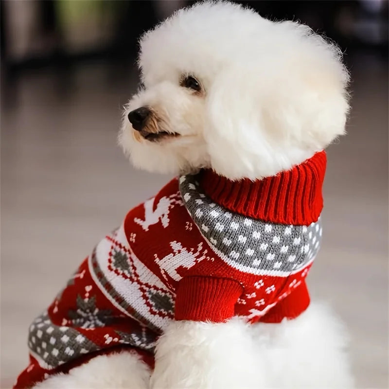 Christmas Style Pet Dog Sweater New Year Costume For Cat Cute Knitted Wool Puppy Clothes Warm Soft Winter Apparel For Medium Pet