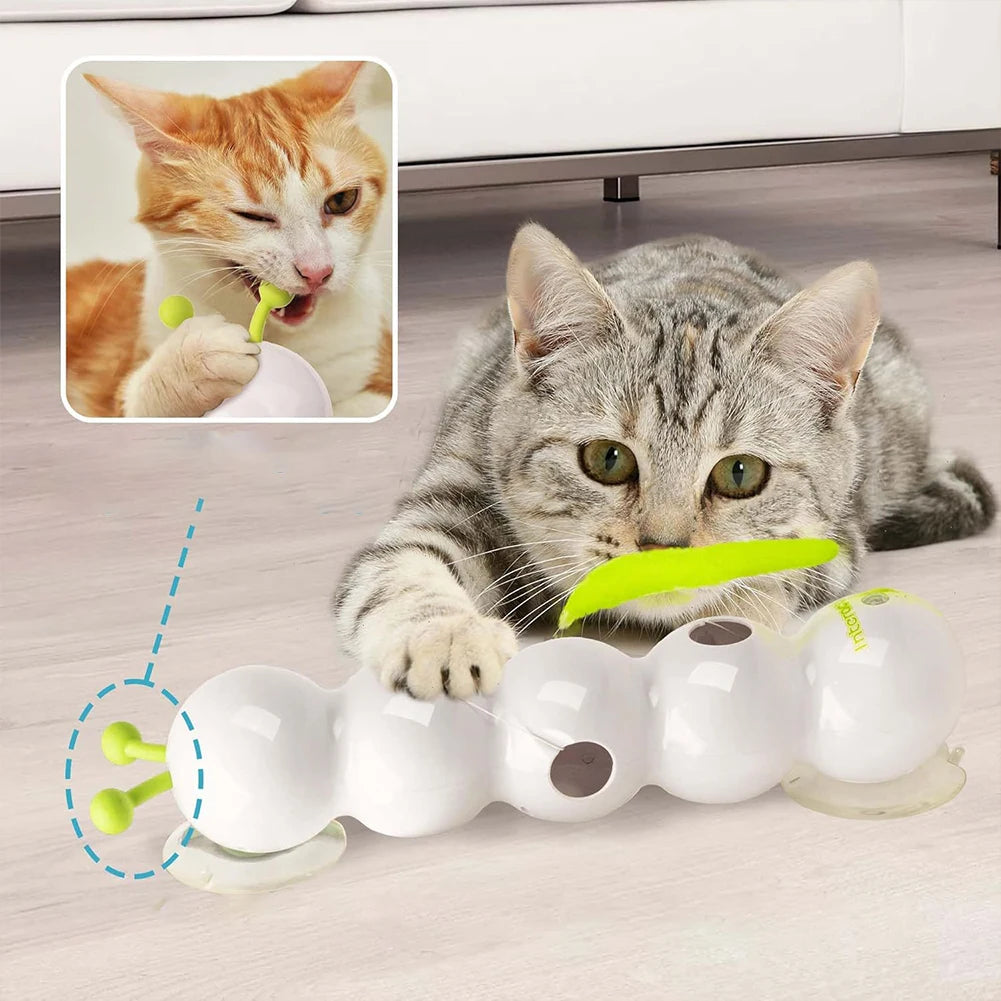 Smart Caterpillars Toy for Cat Interactive Caterpillars Cat Toy Cats Suction Cup Wiggles Worm Cat Toy with Tail for Indoor