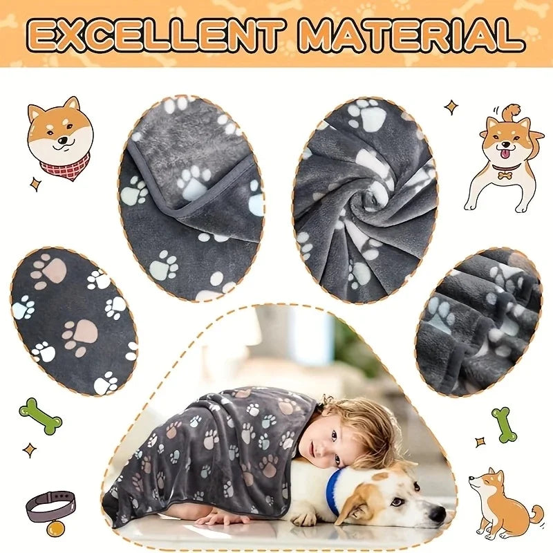 3PCS Soft Flannel Fleece Cat Dog Blanket Bed Mats Paw Foot Print Warm Pet Blanket Sleeping Beds Cover Mat For Pets Supplies