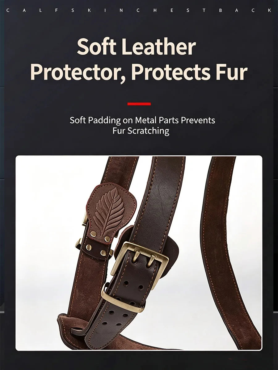 Top Cowhide Leather Dog Harness Adjustable Heavy Duty Pet Walking Harness No Pull Handcrafted Sturdy Vest for Medium Large Dogs