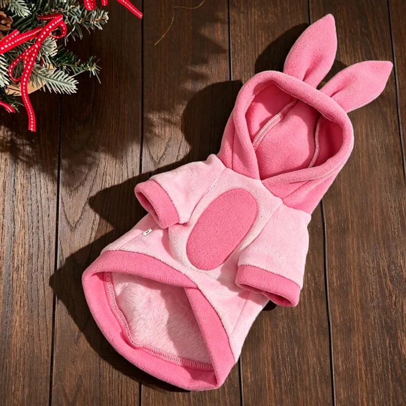 Pet winter clothes and clothing for cats, dogs, cartoon with fleece caps, small dogs, teddy pets