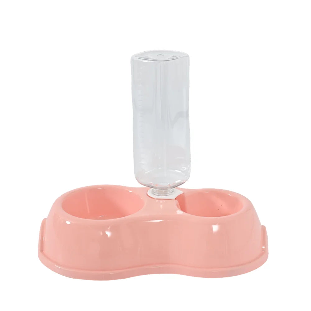7PCS/Carton Automatic Pet Feeder and Water Dispenser 2-in-1 Dog Cat Food Bowl with Gravity Water Bottle Anti-Slip Easy Clean Feeding Bowl